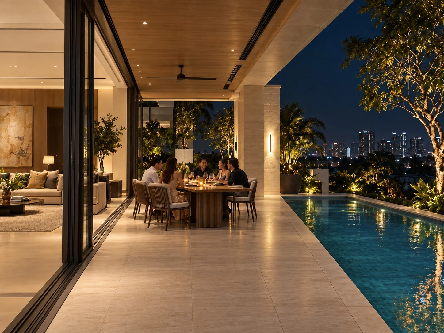 Spaces for evening gatherings.