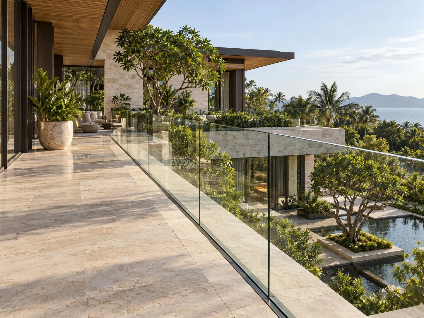 Clear glass balcony guarding.